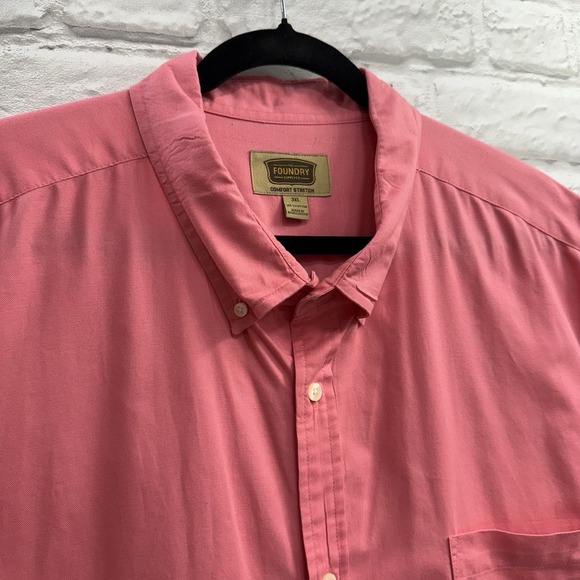 The Foundry Supply Co Coral Pink Mens 3XL Short Sleeve Button Shirt 100% Cotton - Picture 9 of 10
